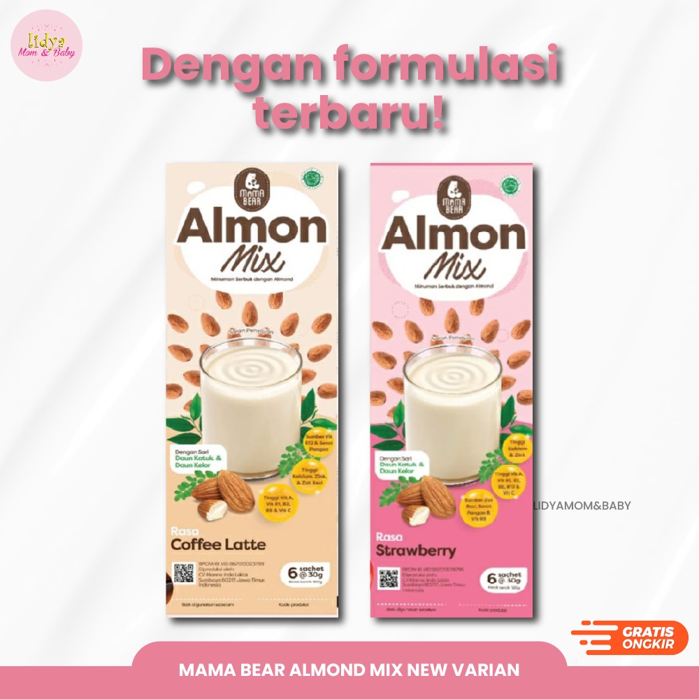 Mama Bear Almond Mix New Varian Minuman Herbal Serbuk Alami Halal BPOM Untuk Ibu Hamil &amp; Menyusui By Lidyamomnbaby