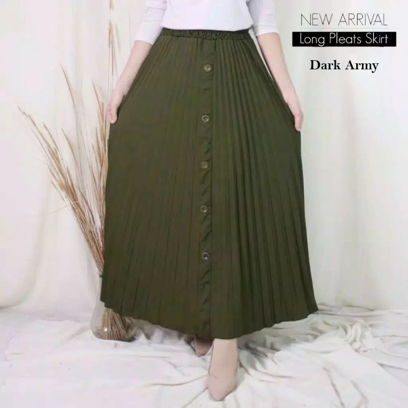 ROK WANITA PLISKET VARIASI KANCING DEPAN - BAHAN HYGET SYPER ( PREMIUM )-Dark army