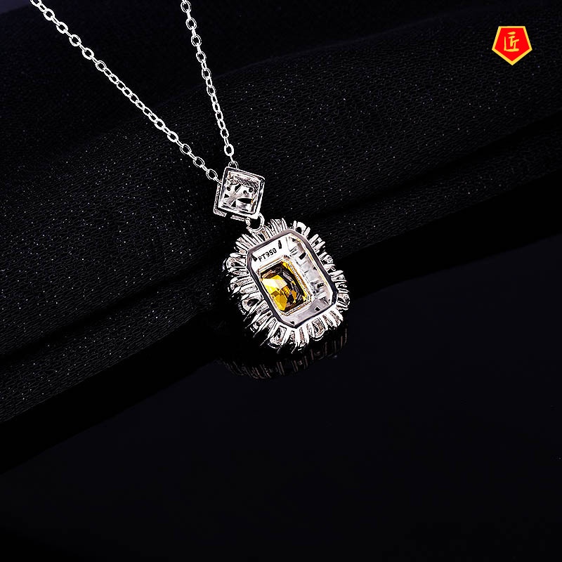 [Ready Stock]Pink Diamond Necklace Women's 18K Gold Luxury Micro Inlaid Pendant Exquisite