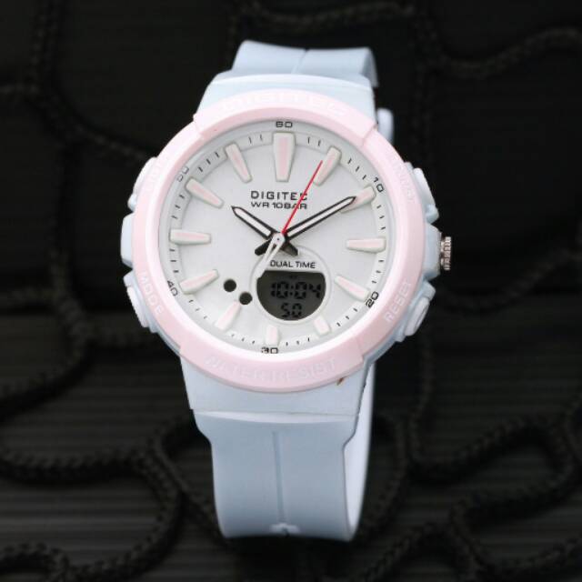 Jam Tangan Wanita Digitec Rubber Putih Duable Time DG2126T Water Resist Original