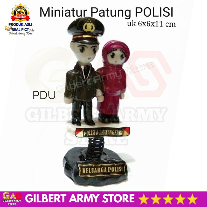 GILBERT ARMY STORE Miniatur Patung Polisi Polri  Bhayangkari PDU PDH Lengan Panjang Pendek Pajangan Dashboard Mobil Unik Lucu Kado Pernikahan Cendramata Hiasan Lemari Terbaru Grosir Murah