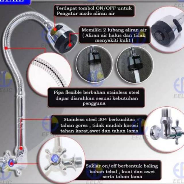 Kran cuci piring ,kran flexibel,kran sink/ keran angsa bonus seal tape,kran air,kran kran