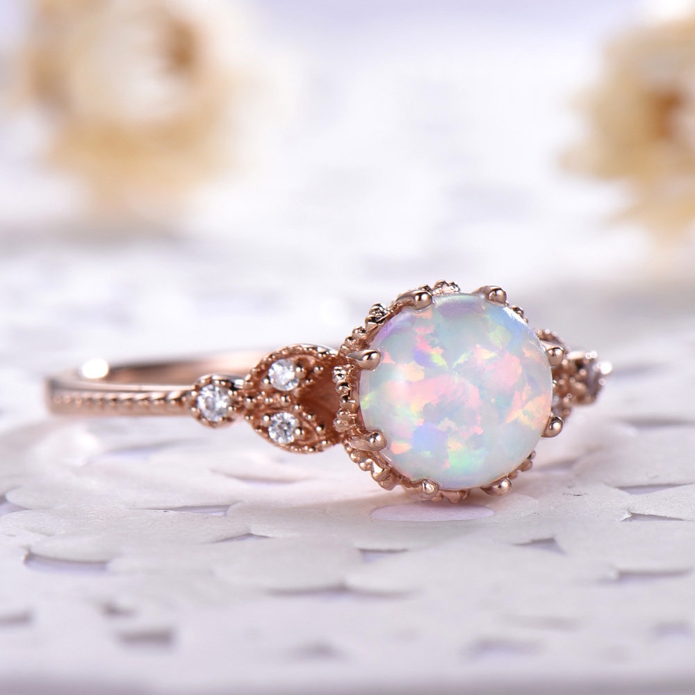 Cincin Bahan Sterling Silver 925 Hias Moonstone Warna Rose Gold Kreatif Untuk Wanita Ccc64