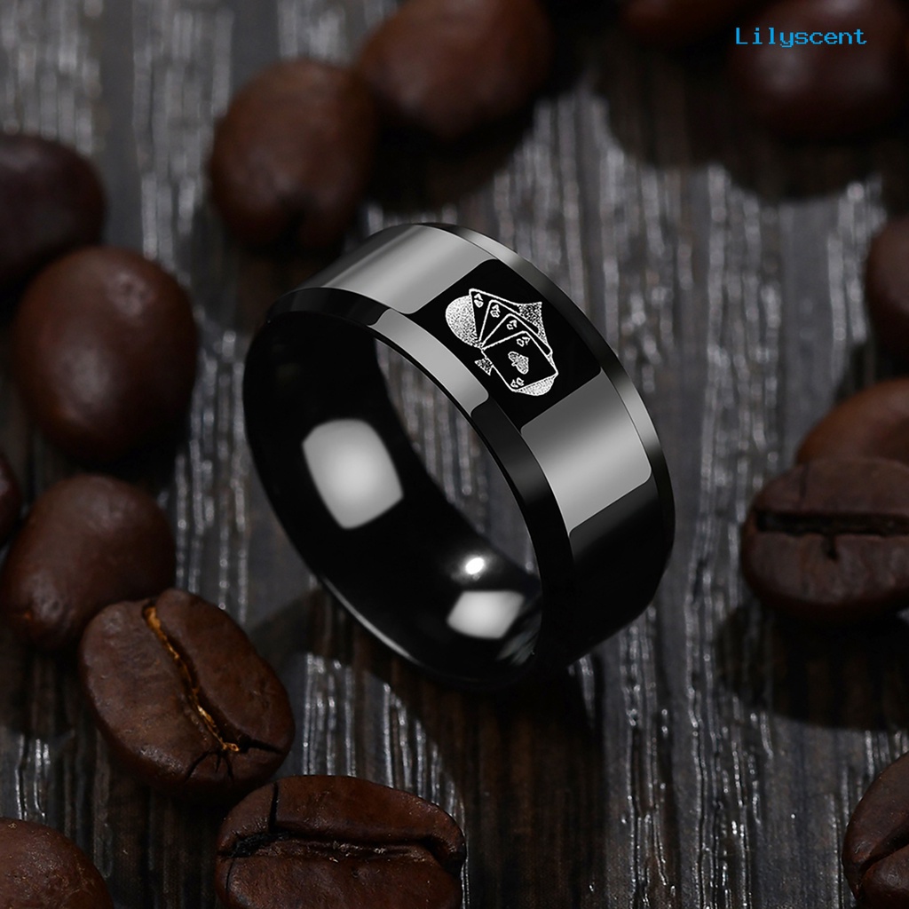 Ls Cincin Motif Kartu Remi Sekop Hati Bahan Alloy Warna Hitam Untuk Wanitaclub