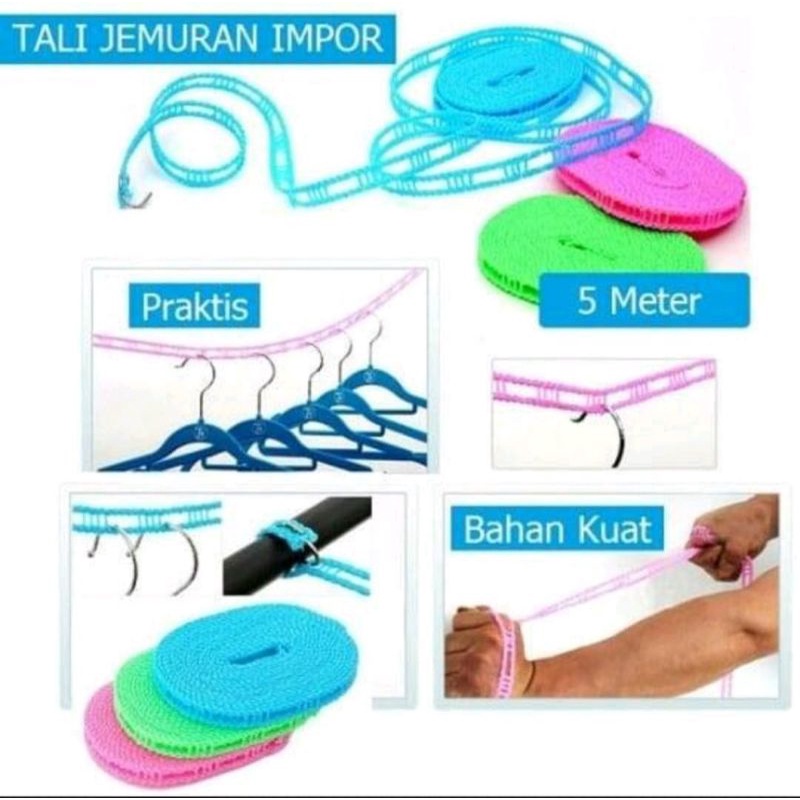 Tali Jemuran Baju Praktis  5 Meter