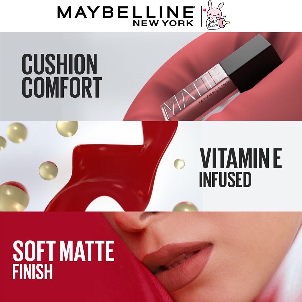 ❤ BELIA ❤ MAYBELLINE Cushion Mattes Lip Cream | Lip Matte | Lipstick | Matte Finish | Waterproof |  Lipstick Soft Velvet Finish Lembut &amp; Ringan BPOM