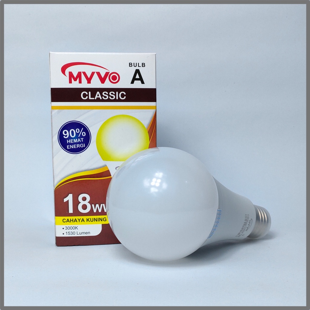 Myvo Lampu LED Bulb Classic 18 Watt - Cahaya Kuning (Warm White)