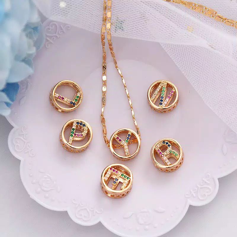 KALUNG LIONTIN HURUF INISIAL BISA REQUEST NAMA ELEGAN CANTIK WANITA XUFING ANTI KARAT