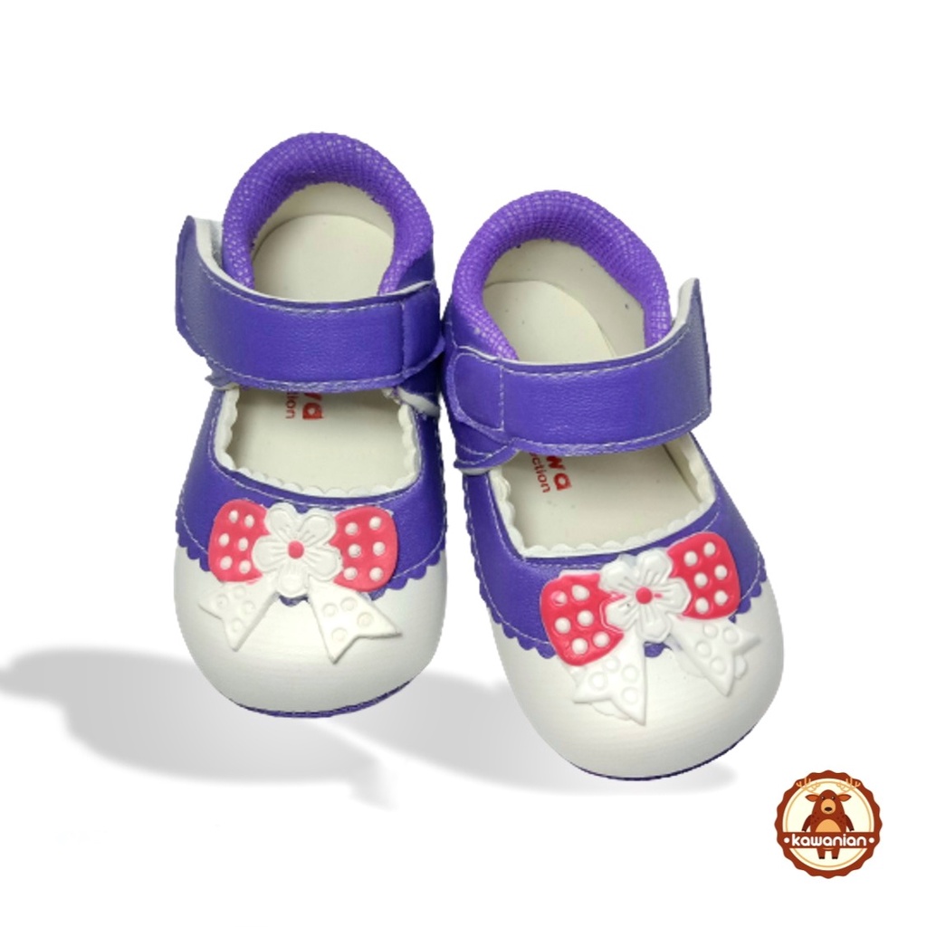 Sepatu Bayi Pita Perempuan Fanta &amp; Ungu Bayi Cewe Lucu