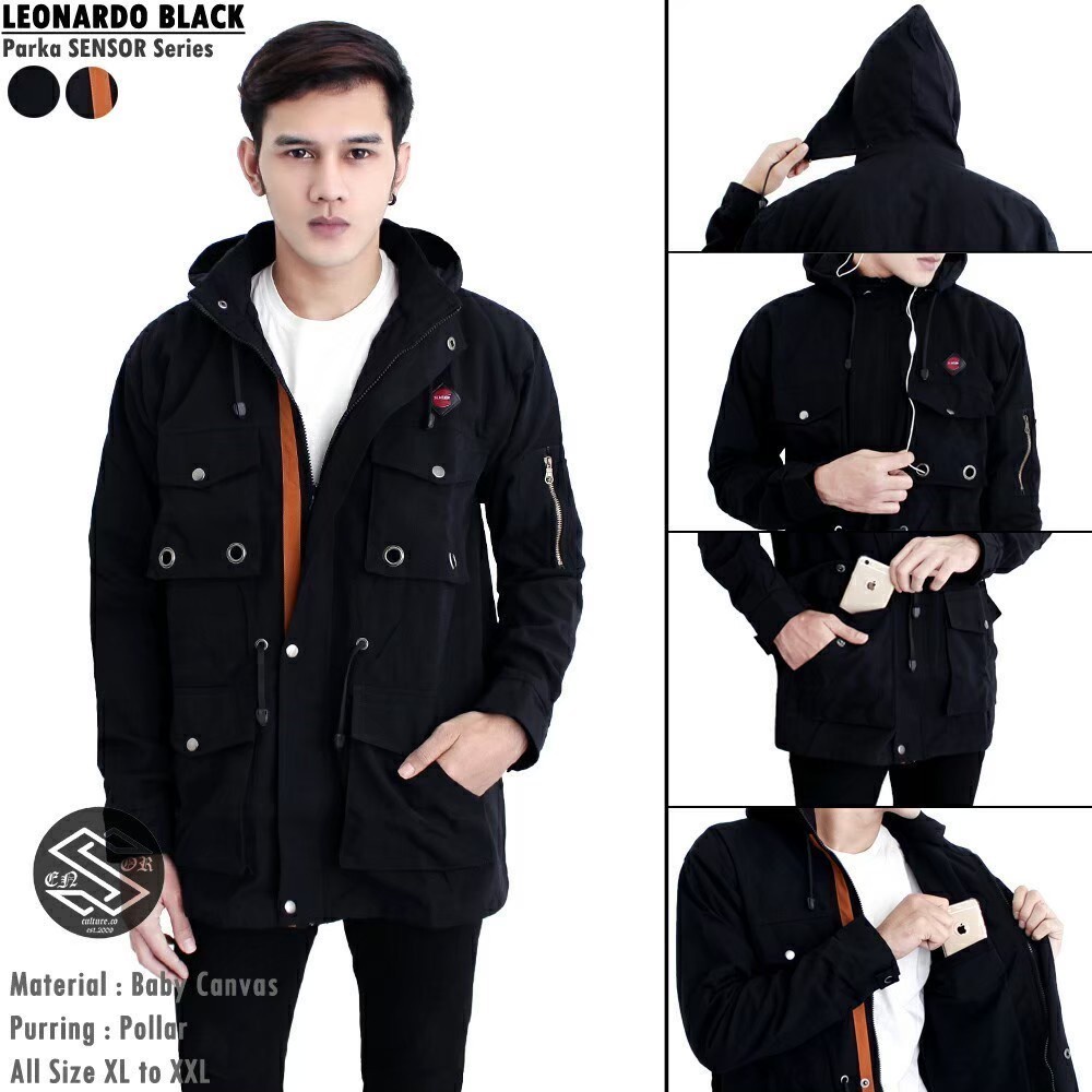 TURUN HARGA ! Jaket Parka Ring Leonardo Canvas Pria - Jaket Parka Anti Angin - Jaket Parka Leonardo Canvas Big Size Jumbo L XL XXL