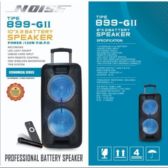 Speaker Koper/Meeting/Portable 10 Inch x2 NOISE 899GII Bluetooth + Mic