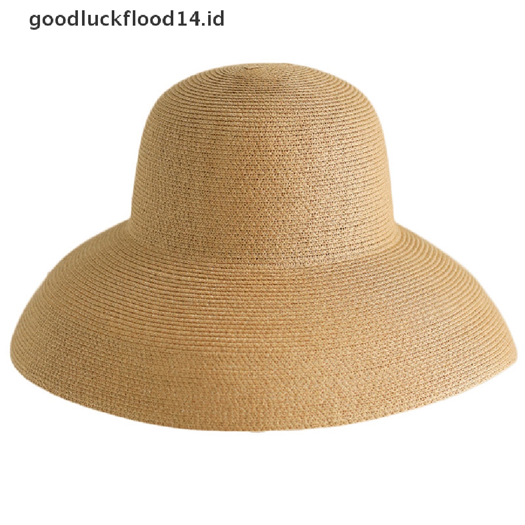 [OOID] Summer Beach Sunhat Bowknot Breathable Straw Hat Floppy Outdoor Casual ID