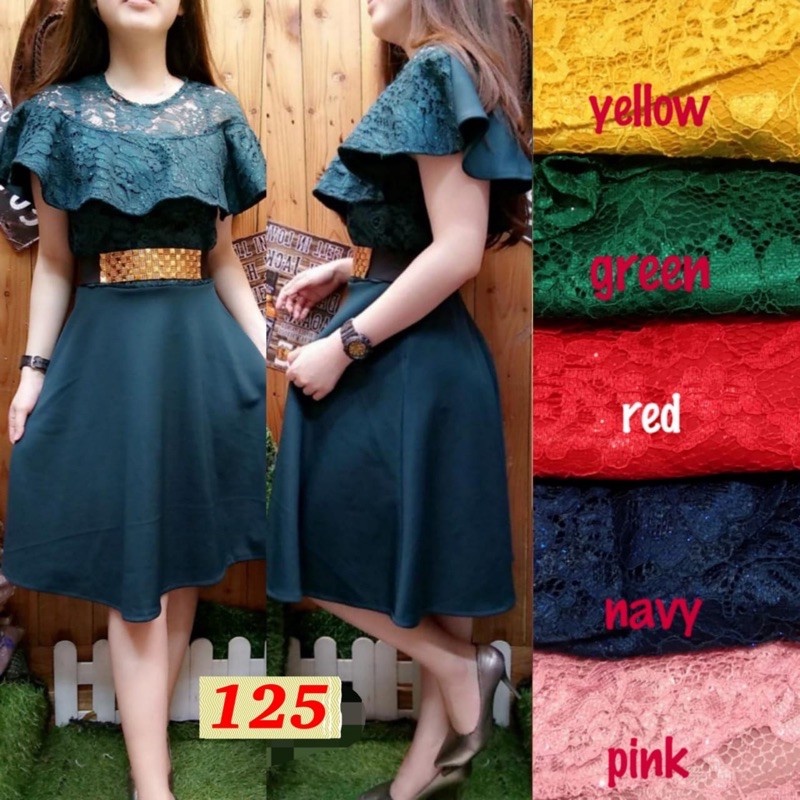 Kathryn collection # 125,  Dres rok mekar scuba import premium kombinasi brukat gliter free belt