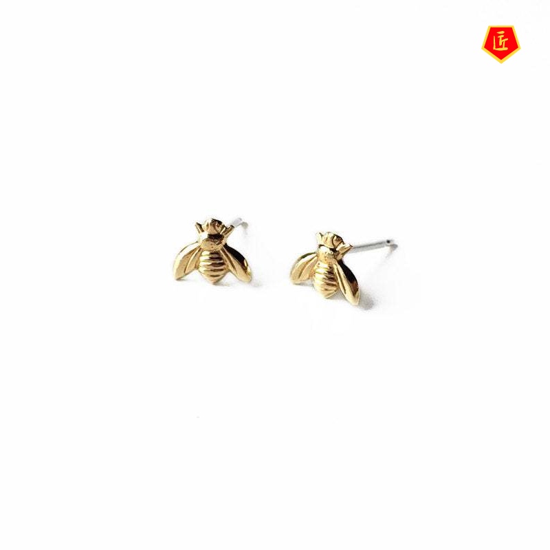 [Ready Stock]New Cute Little Bee Ear Studs 18K Gold