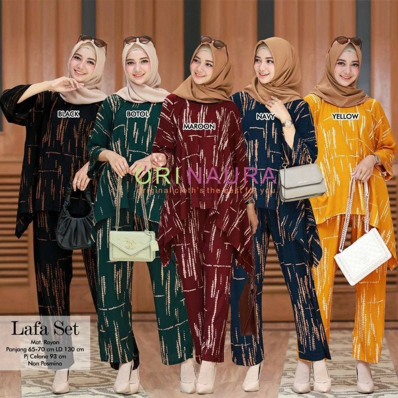 LAFA SET Daily Rayon Waka Sayap Setelan One Cp Shibori Tiedye Oversize Jumbo Strippy Lava