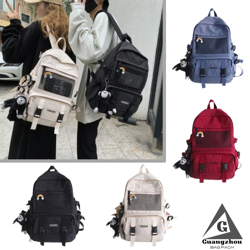 Tas Ransel Wanita - Tas Ransel backpack Sekolah Remaja hitam polos