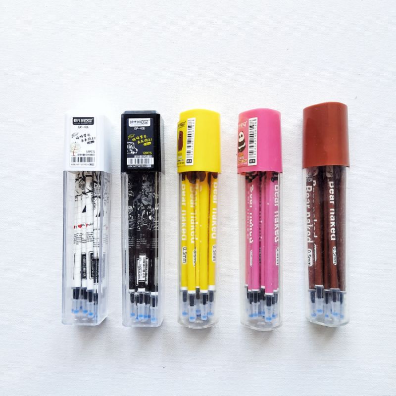 

12pcs Isi Bolpen Gel 0.5mm + Tempatnya / Refill Gel Pen