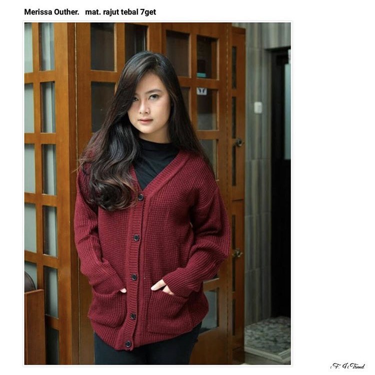 MERISSA Gardigan Cardigan Rajut Tebal Wanita Panjang Jumbo Oversize - Kardigan Cardingan Korea Polos-5