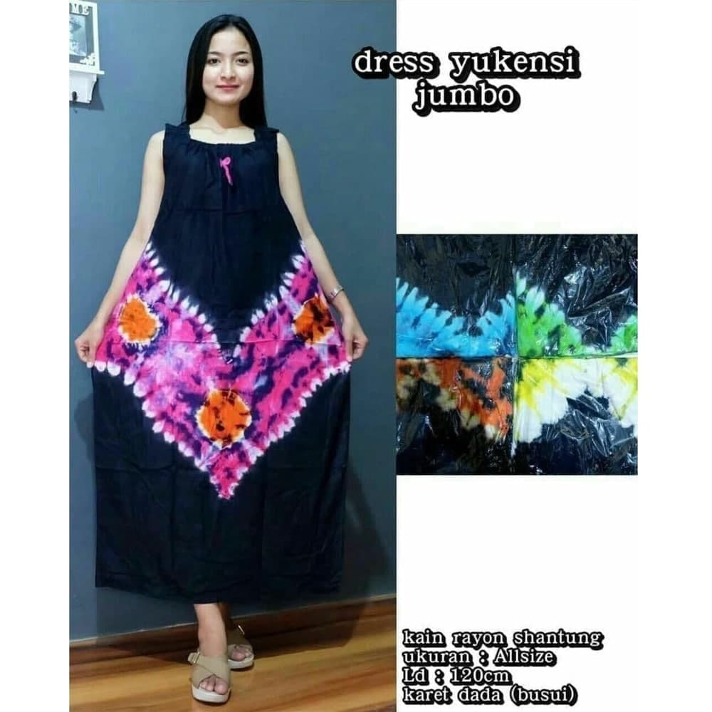 daster baju tidur jumbo ld 120 XXL yukensi tanpa lengan rayon halus dress cantik sexy singlet