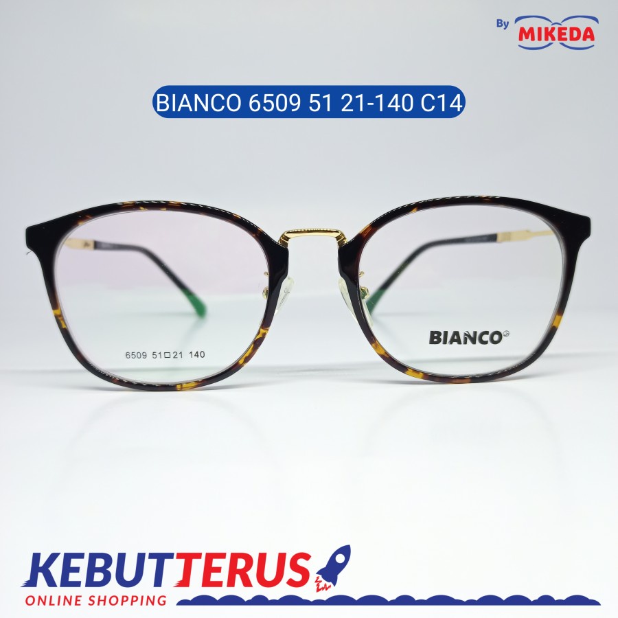 Mikeda-FRAME KACAMATA BIANCO 6509 51 21-140 C14+LENSA(MINUS/CYLINDER)