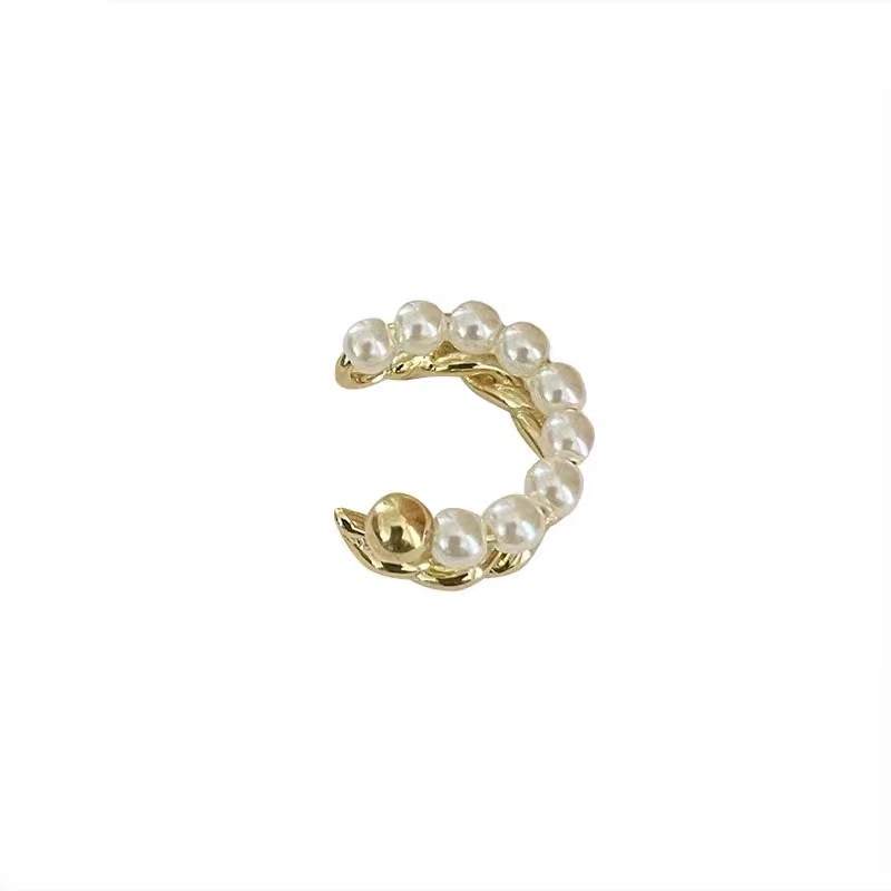 Anting Klip Telinga Tanpa Tindik Aksen Mutiara Gaya Retro Perancis