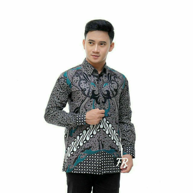 BSWART Batik HRB026 Kenongo Hem Pendek Padi Pekalongan M L XL Batik Pria MURAH Modern Grosir