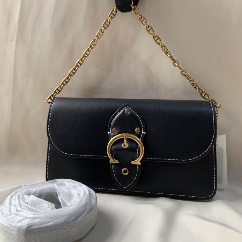 Coach Beat 18 Shoulder Bag Leather Black(C4763)