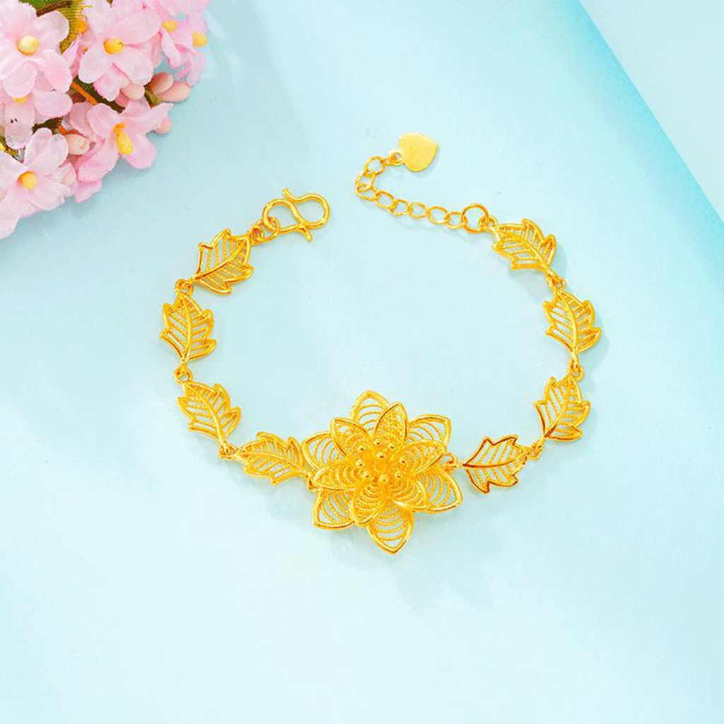 Hu Hu Hu Hu Hu Alat Bantu Pasang Kacamata♡ Gelang Rantai Bunga Mawar Bahan Tembaga Lapis Emas Untuk Hadiah