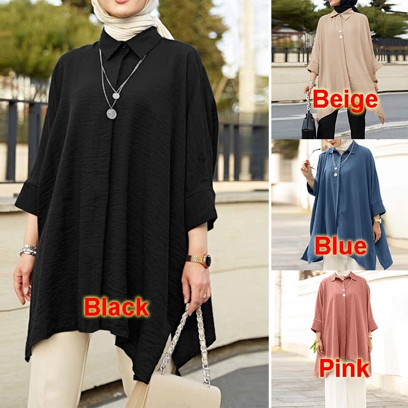 BEFAST - ZEC OOTD Wanita Blouse AIRIN / ⭐️ PREMIUM AIRFLOW CRINCLE ⭐️ Zanzea Blouse / Blouse Casual Wanita / Blouse Lengan Panjang / Fashion Wanita HIjab / Blouse Jumbo Polos Formal / Terbaru 2022 / Blouse Kekiniaan Wanita Remaja