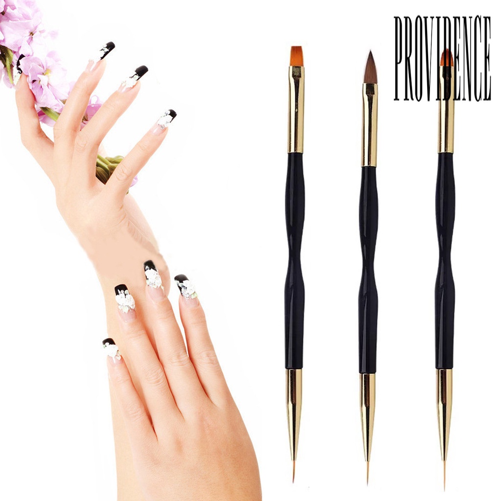 Providence 3Pcs / Set Brush Dotting Pen Nail Art Bulu Lembut Gagang Plastik