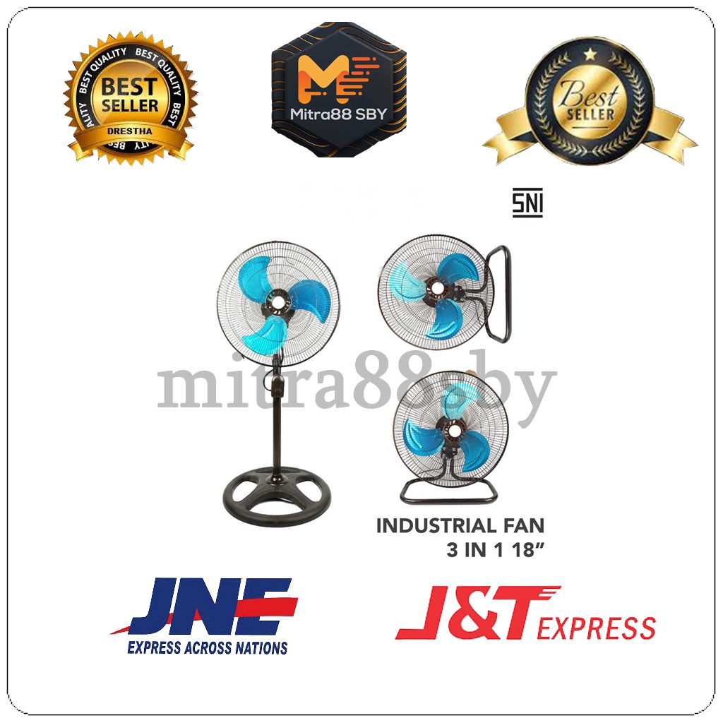 Mitra88sby Kipas angin besi 18 inch 3in1 industrial fan kipas angin berdiri wall fan dan desk fan