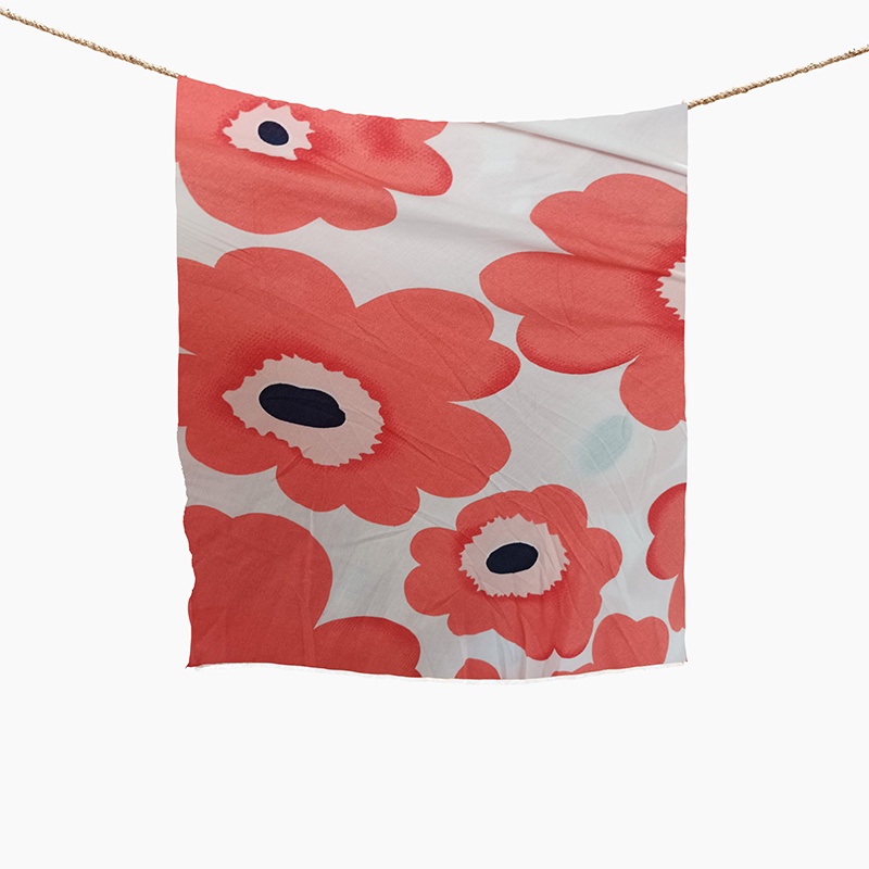 KAIN KATUN RAYON VISCOSE MOTIF BUNGA ORANGE