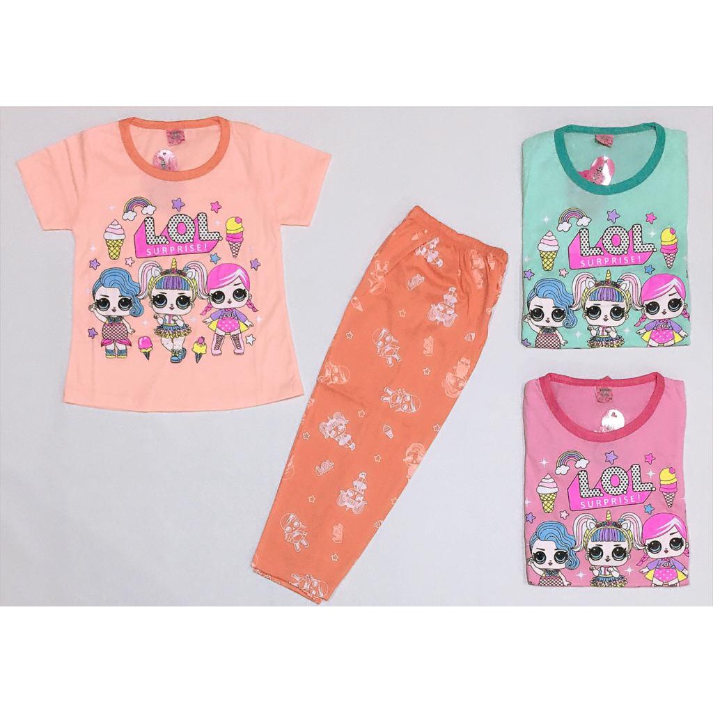 Piyama CP/lengan pendek celana panjang/Piyama anakTermurah Motif LOL Pastel