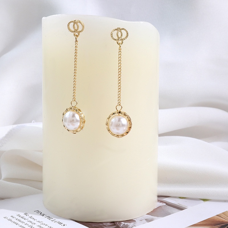 Sterling silver jarum Korea chic peri gadis Mutiara panjang rumbai anting-anting anting-anting Korea