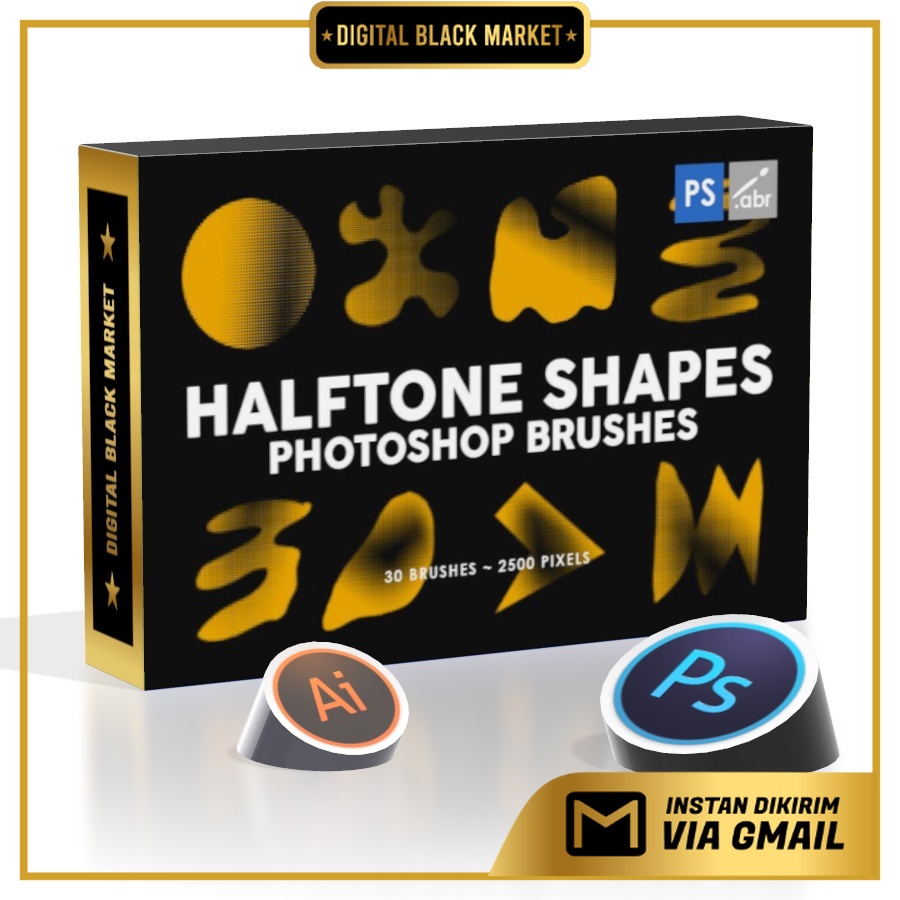 30 Halftone Shapes - Photoshop Stamp Brushes