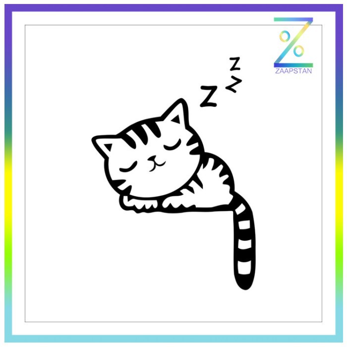 Sticker Wallpaper Dinding Sleeping Cat - Black