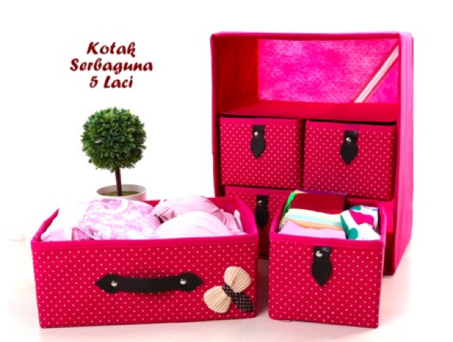 Kotak serbaguna 5 laci storage box tempat penyimpanan pakaian dalam hokkyshop