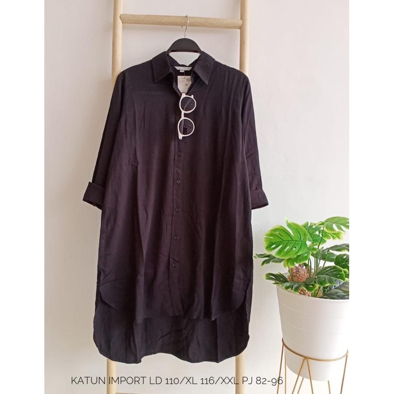 Tunik Hitam Polos Katun Import