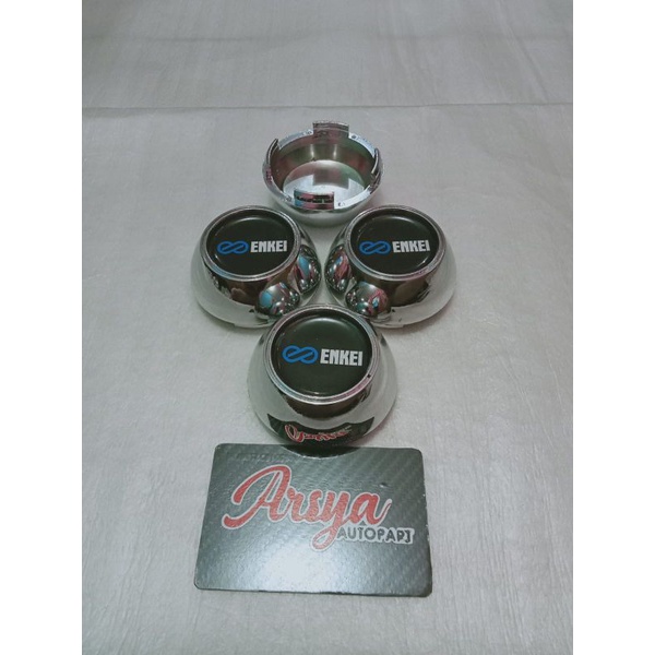 tutup dop roda dop velg Enkei kerucut krum Chrome diameter luar 6,8cm