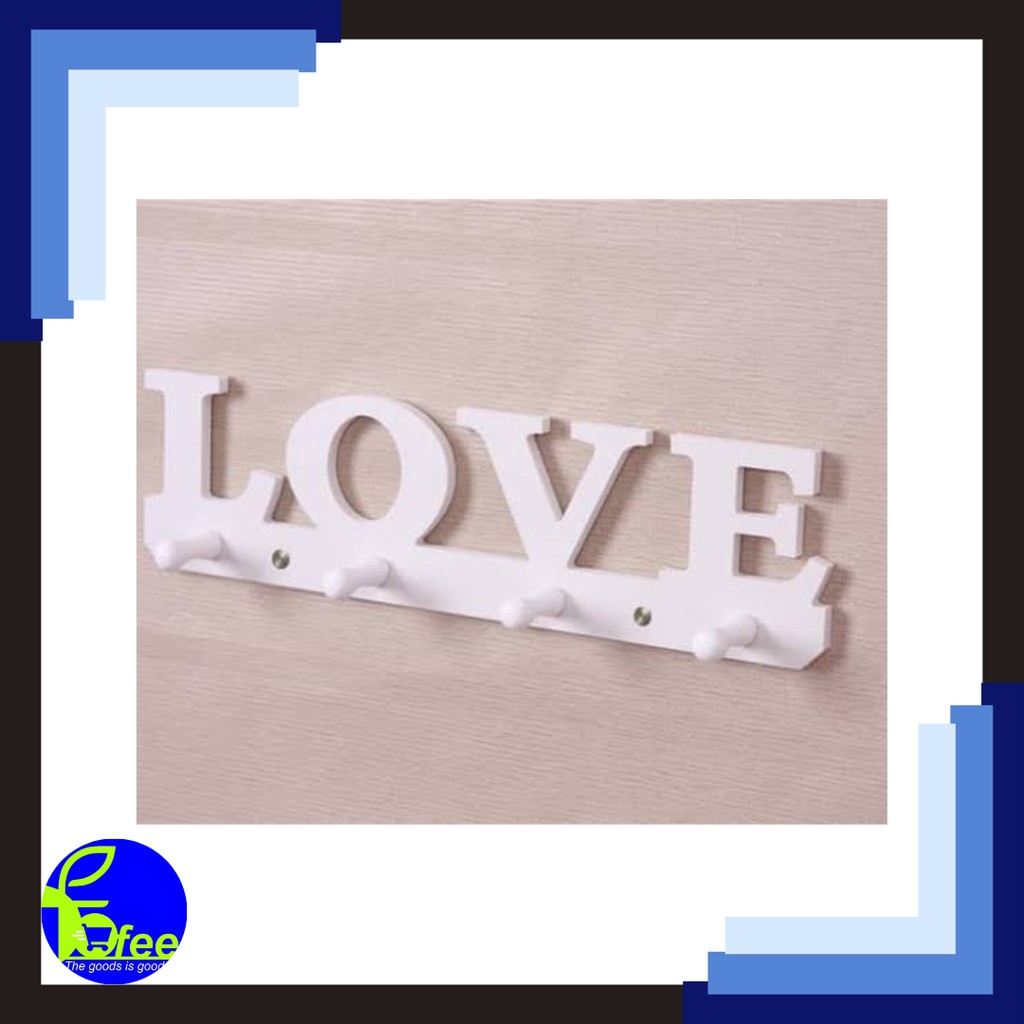 [IMPORT] - Rak Dinding Gantungan Baju Love Putih - White Hanger Kayu R29