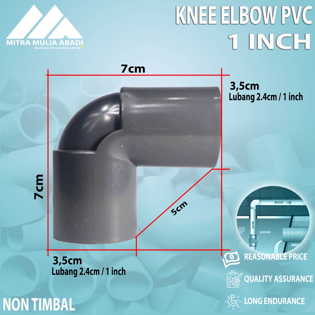 Sambungan Pipa Knee / Keni / Elbow / L - 1 Inch