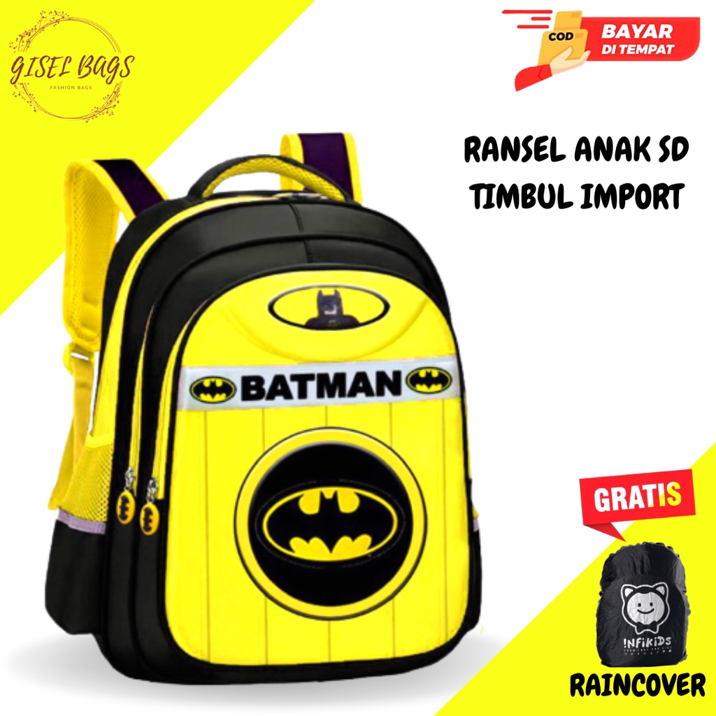 GB Tas sekolah anak laki laki SD karakter super hero tas anak laki laki gambar timbul ransel anak import bahan tebel