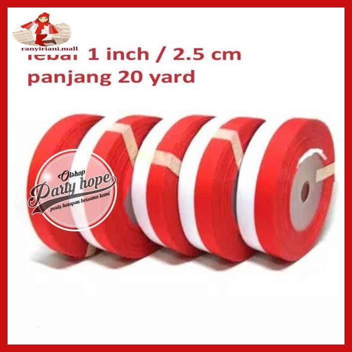 

E343Te6- Pita Satin Merah Putih 1 Inci / Hiasan 17 Agustus / Hut Ri / Pita Kain Yuiu9O-