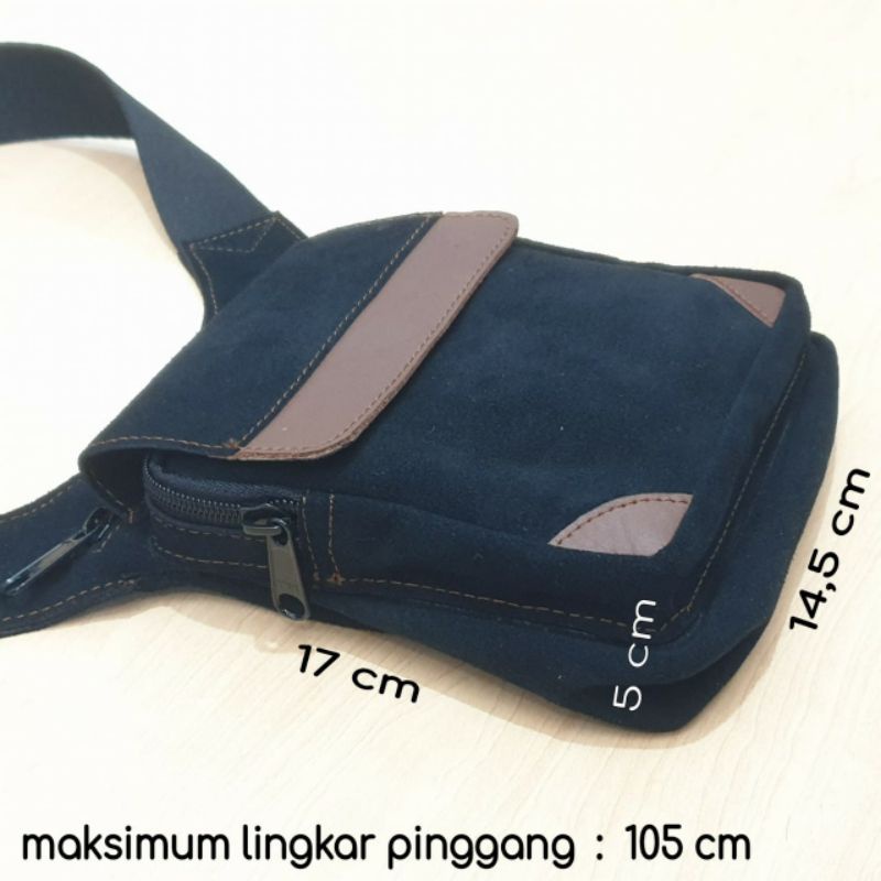 tas pinggang kulit asli casual