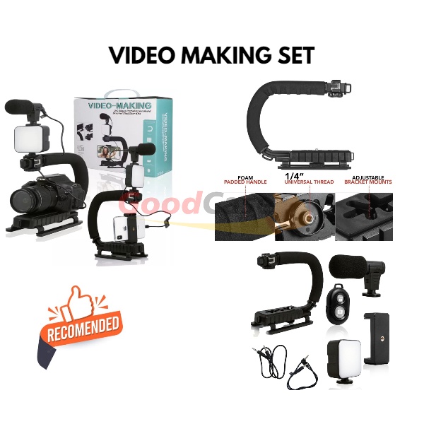 Paket Video Making Set Mic LED With Stabilizer Grip Video Handle C For Video Recording Tool Kit