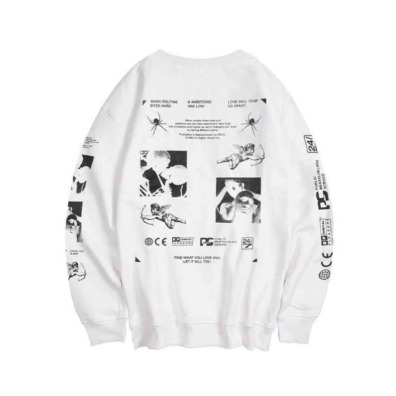 CN TEAR APART // CREWNECK SWEATER MRJN WHITE  PRIA WANITA PUTIH ORIGINAL COD