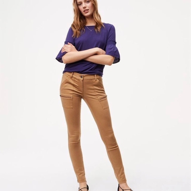LOFT tall skinny utility zip pants in marisa - Brown