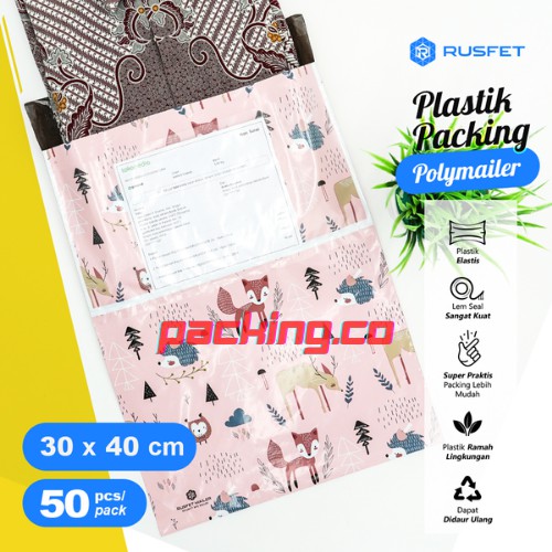 

5 PCS (30 CM x 40 CM) Amplop Plastik Polymailer Motif FOXY FRIENDS - RUSFET, kualitas Premium