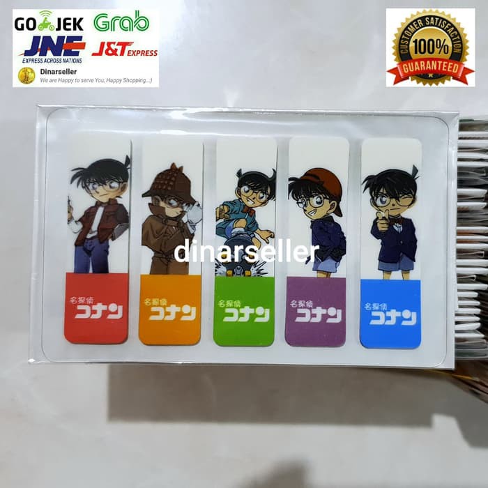 

dnrl332 STICKY NOTE PLASTIK STICK MARKER PEMBATAS BUKU MOTIF CONAN