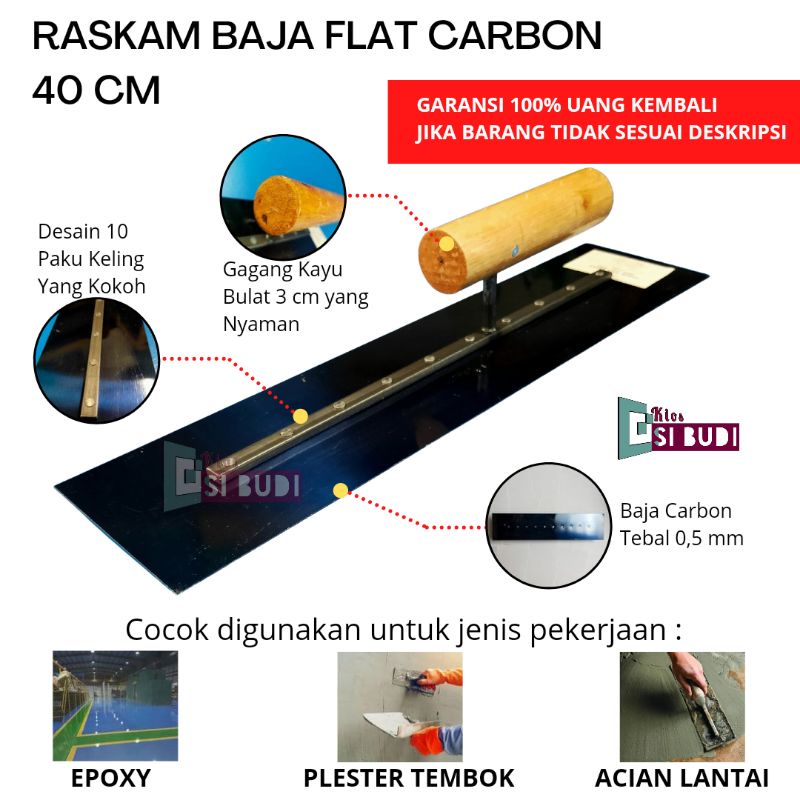 40 cm new raskam baja roskam acian tebal trowel epoxy alat pertukangan perlengkapan renovasi lantai 